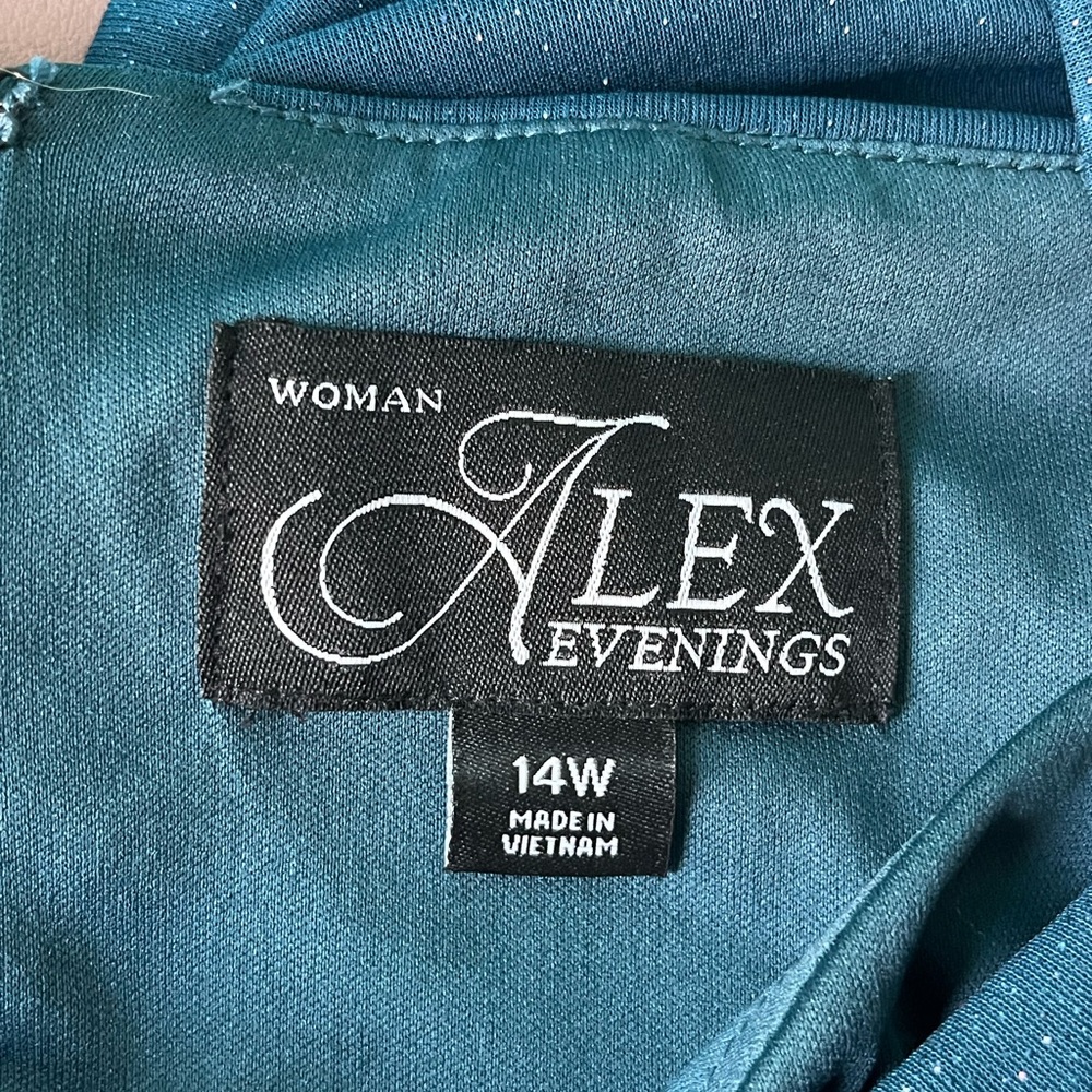 Alex Evenings Blue Ruched Asymmetrical Maxi Dress - Picture 4 of 9